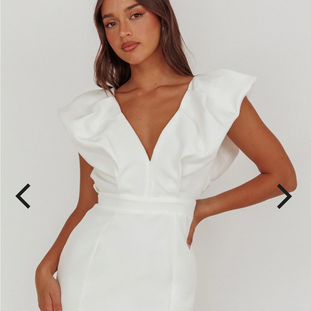 Selfie Leslie White Ruffle Mini Dress